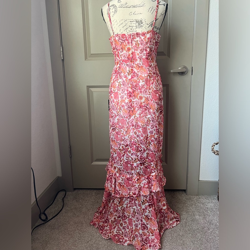 Lulu's Pink Floral High-Low Ruffle Slip Dress - Picture 7 of 12